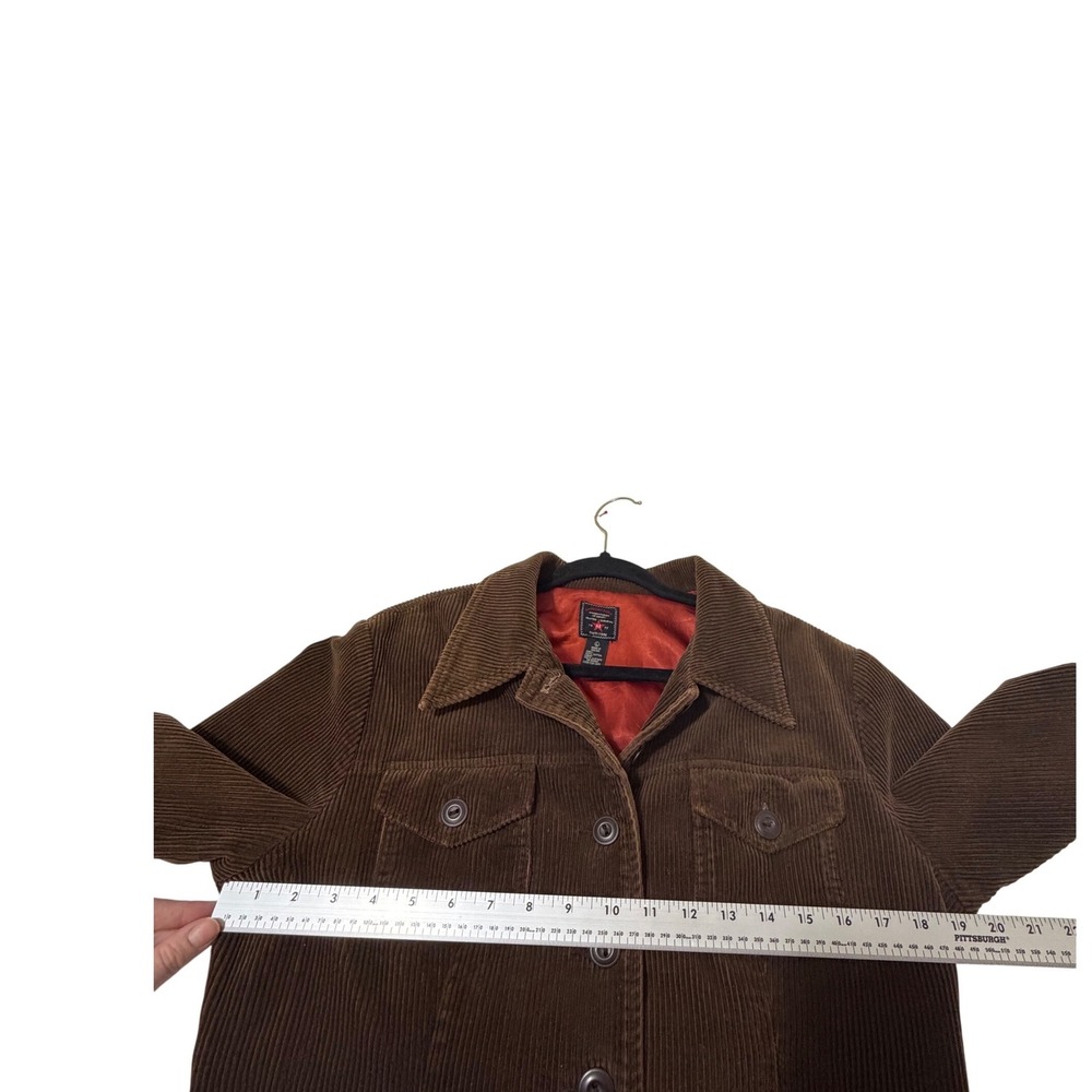 Vintage American Eagle Brown Corduroy Jacket Cinch Back Orange Lining Large - Picture 9 of 10